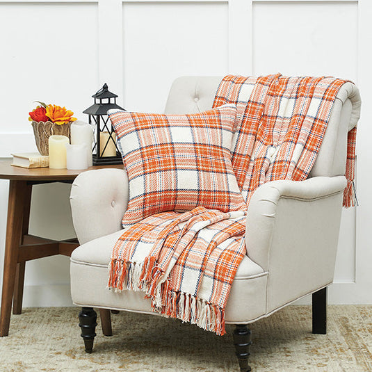 Plaid Pillow and Matching Throw Blanket Set | Autumn Glow General CNF