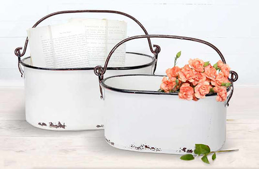 Rustic Enamel Planters Set of 2 General DCI