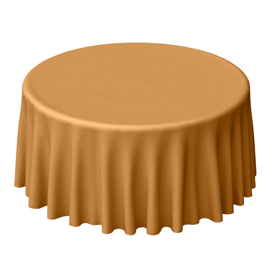 Polyester 120" Round Tablecloth Gold - Seamless Wrinkle-Resistant Design for Weddings Tablecloths HIER_2111 Default Title