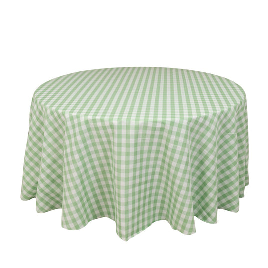 Polyester 120" Round Tablecloth White/Sage Green Seamless - Checkered Buffalo Plaid Table Cover Tablecloths HIER_2112