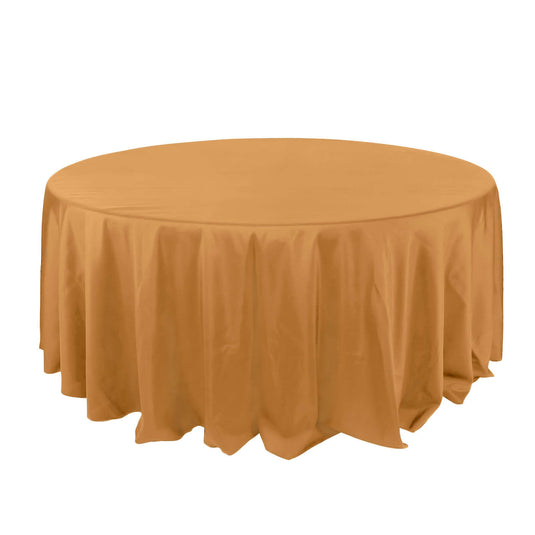 Polyester 132" Round Tablecloth Gold - Seamless Chic Design for Grand Celebrations Tablecloths HIER_2111 Default Title