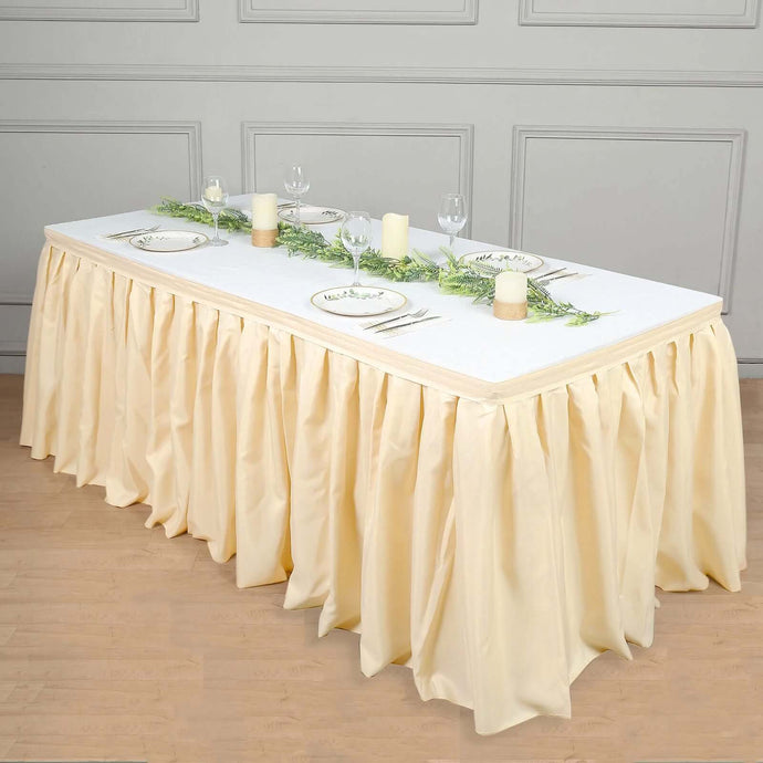 Polyester 14ft Table Skirt Beige - Classic Pleated Design Table Skirts HIER_2210 Default Title