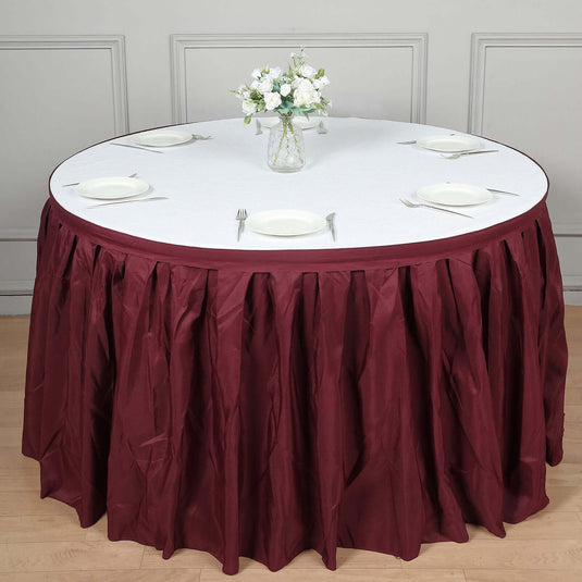 Polyester 14ft Table Skirt Burgundy - Classic Pleated Design Table Skirts PROstorez Default Title