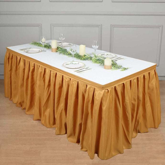 Polyester 14ft Table Skirt Gold - Classic Pleated Design for Weddings & Events Table Skirts PROstorez Default Title