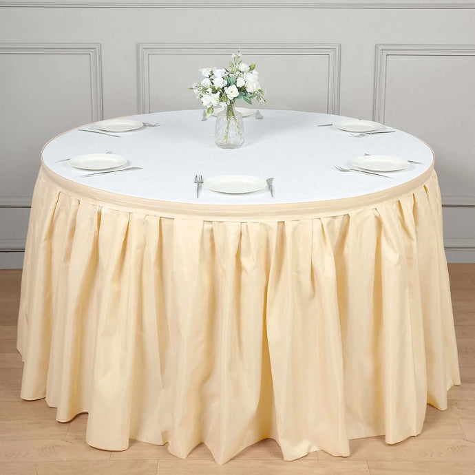 Polyester 17ft Table Skirt Beige - Classic Pleated Design Table Skirts HIER_2210 Default Title