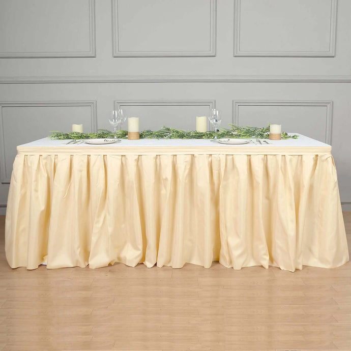 Polyester 21ft Table Skirt Beige - Classic Pleated Design Table Skirts HIER_2210 Default Title