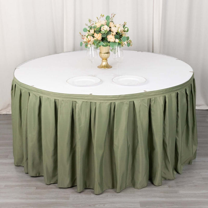 Polyester 21ft Table Skirt Dusty Sage Green - Classic Pleated Design Table Skirts PROstorez Default Title