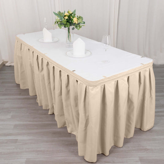 Polyester 21ft Table Skirt Nude - Classic Pleated Design Table Skirts PROstorez Default Title