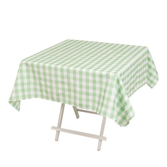 Polyester 54"x54" Square Tablecloth White/Sage Green - Checkered Buffalo Plaid Design for Casual Table Settings Tablecloths HIER_2116