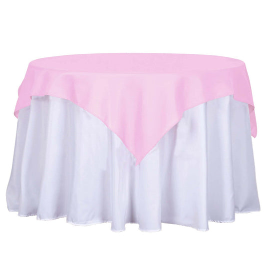 Polyester 54"x54" Table Overlay Square Tablecloth Pink - Wrinkle-Resistant & Durable Table Cover Overlays PROstorez Default Title