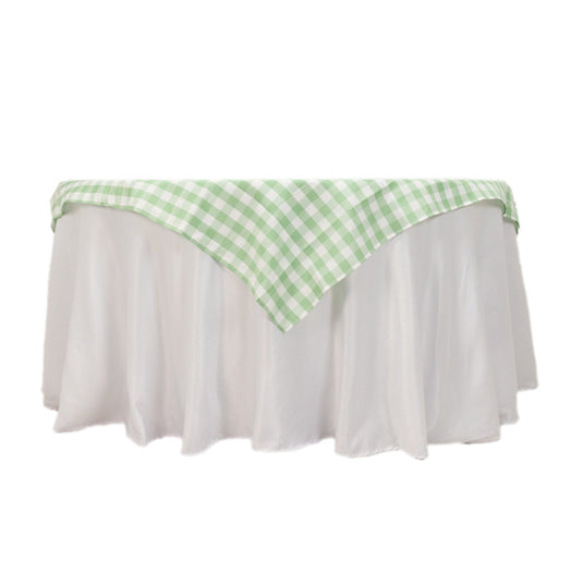 Polyester 54"x54" Table Overlay Square Tablecloth White/Sage Green - Checkered Buffalo Plaid Design for Casual Table Settings Overlays HIER_2116