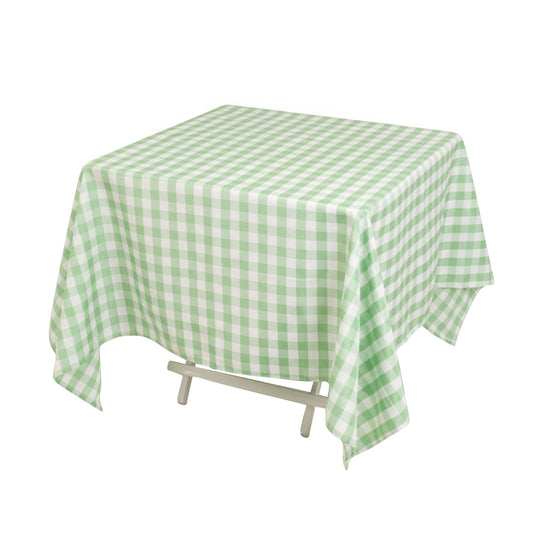 Polyester 70"x70" Square Tablecloth White/Sage Green - Checkered Buffalo Plaid Table Cover Tablecloths HIER_2116