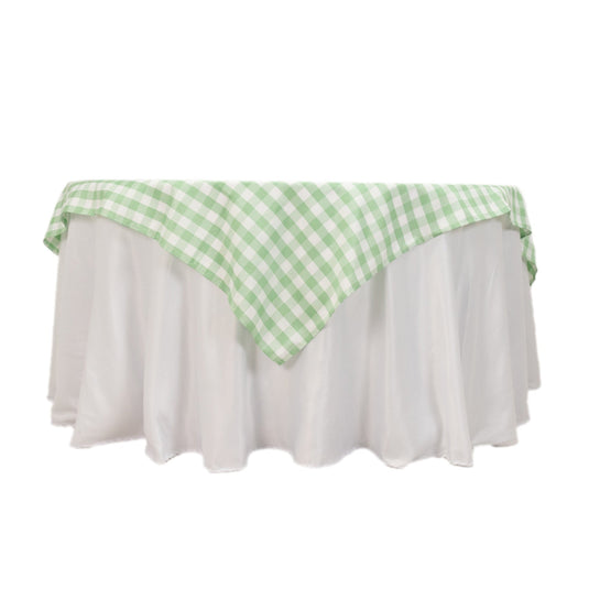 Polyester 70"x70" Table Overlay Square Tablecloth White/Sage Green - Checkered Buffalo Plaid Table Topper Overlays HIER_2116