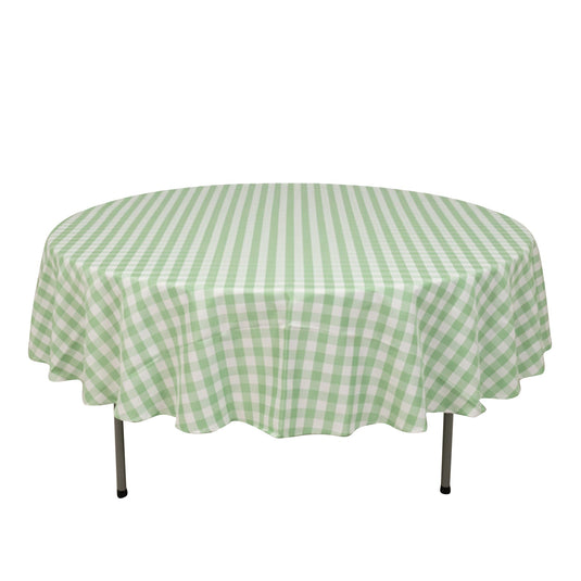 Polyester 90" Round Tablecloth White/Sage Green - Checkered Buffalo Plaid Table Cover Tablecloths HIER_2112