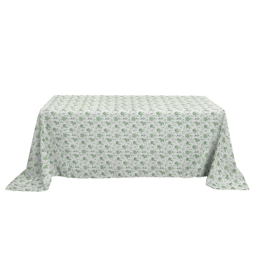 Polyester 90"x132" Rectangle Tablecloth Dusty Sage Green French Toile Pattern Seamless Table Cover for Upscale Dining Tablecloths HIER_2114