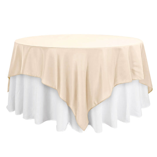 Polyester 90"x90" Table Overlay Square Tablecloth Beige - Wrinkle-Resistant & Durable Table Cover Overlays PROstorez Default Title