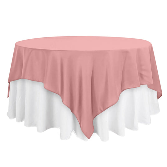 Polyester 90"x90" Table Overlay Square Tablecloth Dusty Rose - Wrinkle-Resistant & Durable Table Cover Overlays HIER_2115