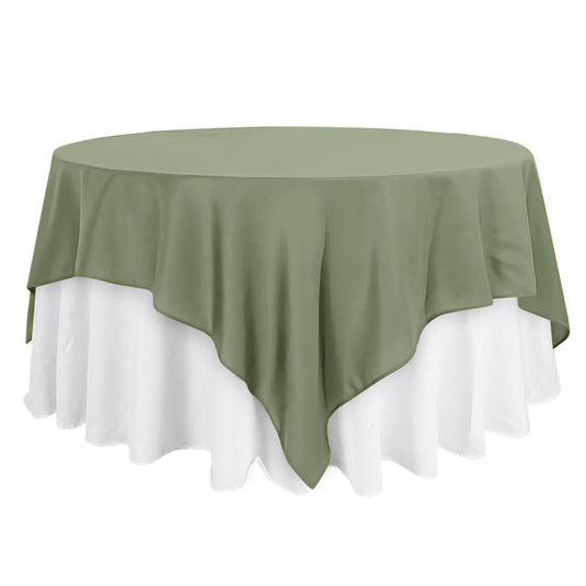 Polyester 90"x90" Table Overlay Square Tablecloth Dusty Sage Green - Wrinkle-Resistant & Durable Table Cover Overlays HIER_2115