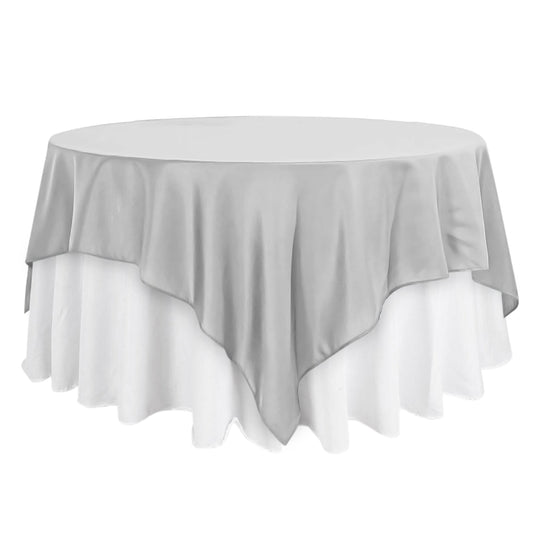 Polyester 90"x90" Table Overlay Square Tablecloth Silver - Wrinkle-Resistant & Durable Table Cover Overlays PROstorez Default Title