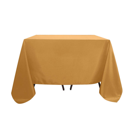 Polyester Square 90"x90" Tablecloth Gold - Wrinkle-Resistant & Durable Table Cover for Events Tablecloths HIER_2115 Default Title