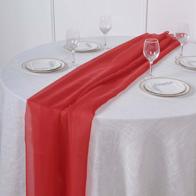 Premium Chiffon 6ft Table Runner Red - Flowy & Lightweight Table Decor Runners PROstorez Default Title