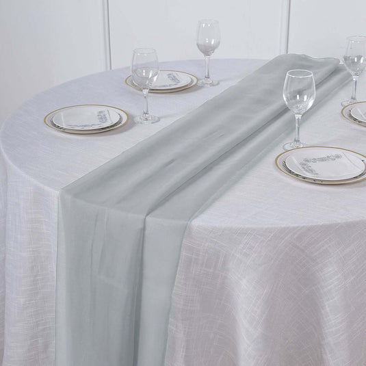 Premium Chiffon 6ft Table Runner Silver - Flowy & Lightweight Table Decor Runners PROstorez Default Title