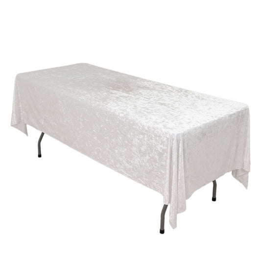 Premium Crushed Velvet 60"x102" Rectangle Tablecloth White - Reusable Soft & Classy Table Cover Tablecloths HIER_2160