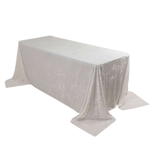 Premium Crushed Velvet 90"x132" Rectangle Tablecloth White - Reusable Soft & Graceful Seamless Table Cover Tablecloths HIER_2160