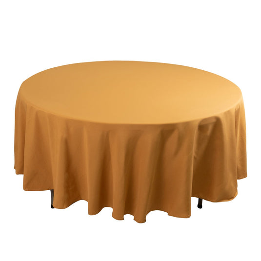 Premium Polyester 108" Round Tablecloth Gold - Wrinkle-Resistant 220GSM Table Cover for Weddings & Events Tablecloths HIER_2181