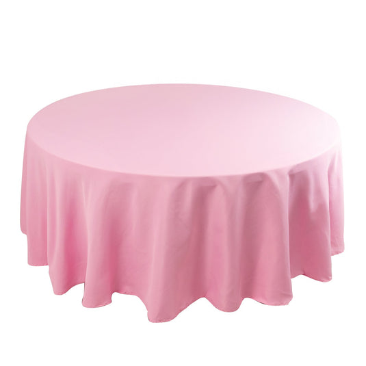 Premium Polyester 108" Round Tablecloth Pink - Wrinkle-Resistant 220GSM Table Cover Tablecloths HIER_2181