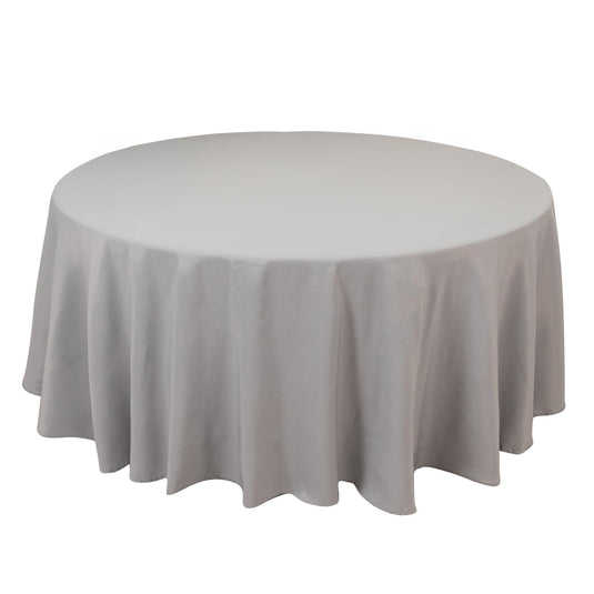 Premium Polyester 108" Round Tablecloth Silver - Wrinkle-Resistant 220GSM Table Cover Tablecloths HIER_2181