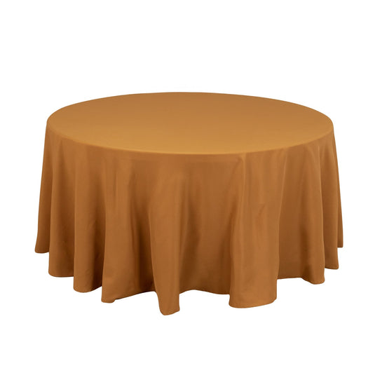 Premium Polyester 120" Round Tablecloth Gold - Seamless 220GSM Wrinkle-Resistant Design for Classy Events Tablecloths HIER_2181