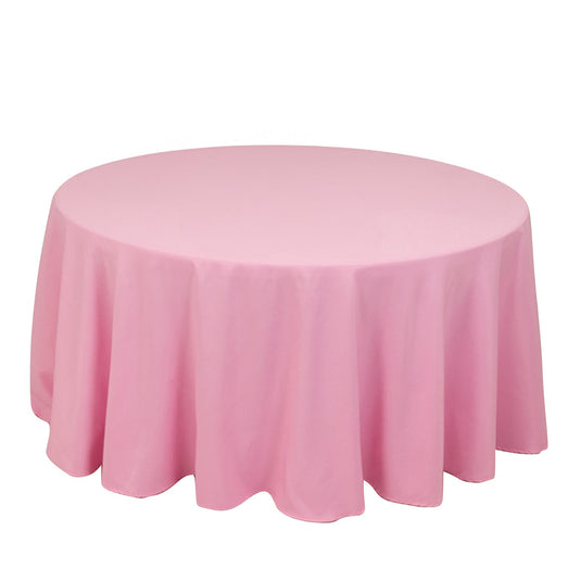 Premium Polyester 120" Round Tablecloth Pink - Seamless 220GSM Wrinkle-Resistant Table Cover Tablecloths HIER_2181