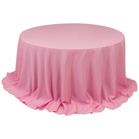 Premium Polyester 132" Round Tablecloth Pink - Seamless 220GSM Wrinkle-Resistant Table Cover Tablecloths HIER_2181