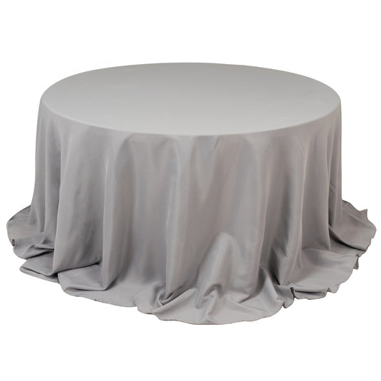 Premium Polyester 132" Round Tablecloth Silver - Seamless 220GSM Wrinkle-Resistant Table Cover Tablecloths HIER_2181