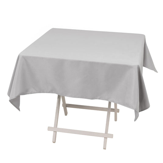 Premium Polyester 54"x54" Square Tablecloth Silver - Stain and Wrinkle-Resistant 220GSM Table Cover Tablecloths HIER_2181