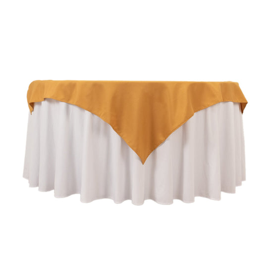 Premium Polyester 54"x54" Table Overlay Square Tablecloth Gold - Stain and Wrinkle-Resistant 220GSM Finish for Weddings & Events Overlays HIER_2181