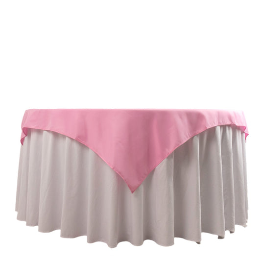 Premium Polyester 54"x54" Table Overlay Square Tablecloth Pink - Stain and Wrinkle-Resistant 220GSM Table Topper Overlays HIER_2181