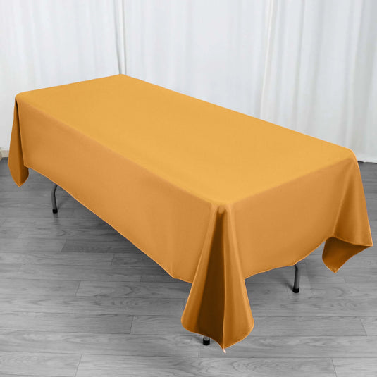 Premium Polyester 60"x102" Rectangle Tablecloth Gold - Durable 220GSM Wrinkle-Resistant Table Cover Tablecloths HIER_2181