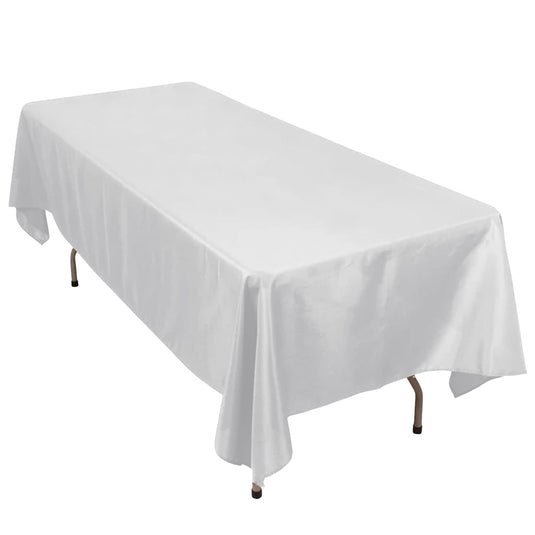 Premium Polyester 60"x102" Rectangle Tablecloth Silver - Durable 220GSM Wrinkle-Resistant Table Cover Tablecloths HIER_2181