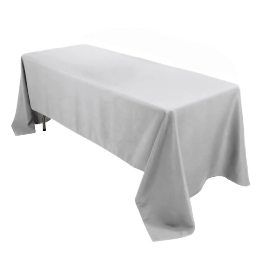 Premium Polyester 60"x126" Rectangle Tablecloth Silver - Stain-Resistant 220GSM Finish Table Cover Tablecloths HIER_2181