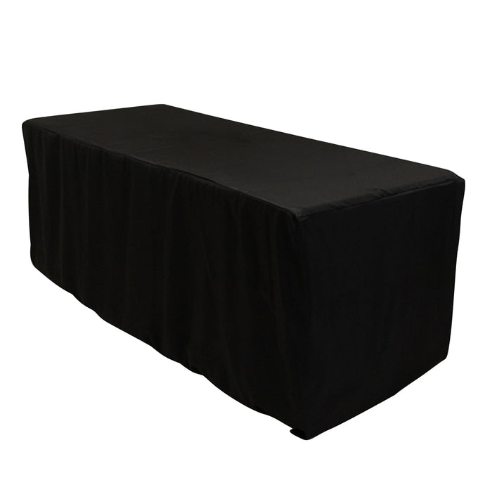 Premium Polyester 6ft Rectangle Tablecloth Black Durable Fitted 220GSM Table Cover Tablecloths HIER_2181