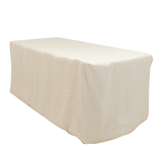 Premium Polyester 6ft Rectangle Tablecloth Ivory Durable Fitted 220GSM Table Cover Tablecloths HIER_2181