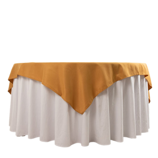 Premium Polyester 70"x70" Table Overlay Square Tablecloth Gold 220GSM Wrinkle-Resistant Table Cover for Stylish Gatherings Overlays HIER_2181