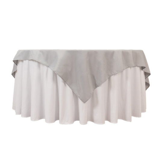 Premium Polyester 70"x70" Table Overlay Square Tablecloth Silver 220GSM Wrinkle-Resistant Table Cover Overlays HIER_2181