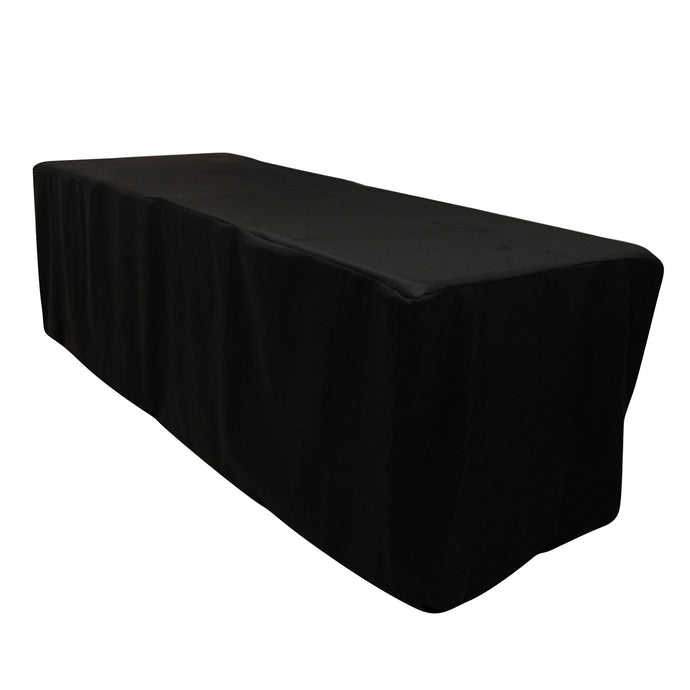 Premium Polyester 8ft Rectangle Tablecloth Black Durable Fitted 220GSM Table Cover Tablecloths HIER_2181