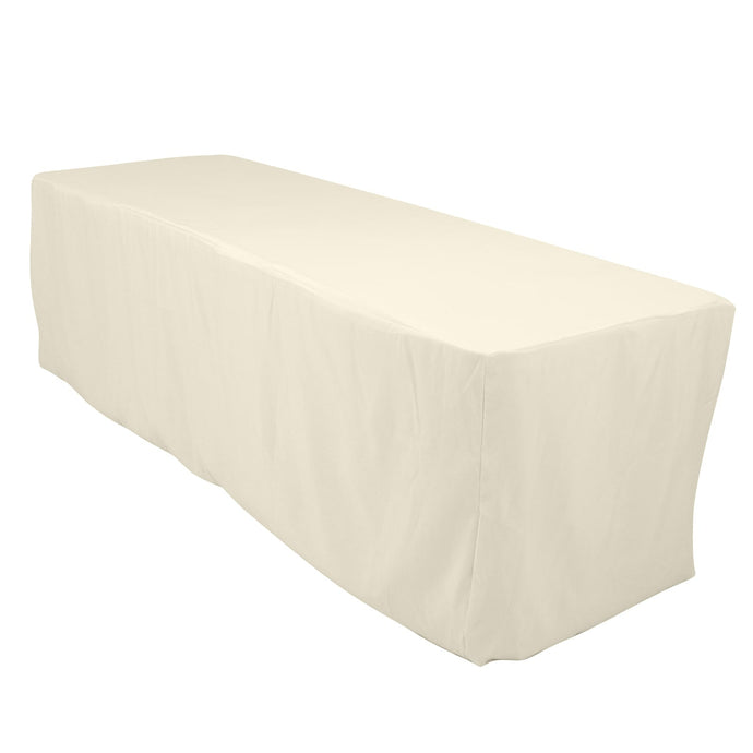 Premium Polyester 8ft Rectangle Tablecloth Ivory Durable Fitted 220GSM Table Cover Tablecloths HIER_2181