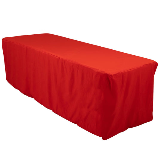 Premium Polyester 8ft Rectangle Tablecloth Red Durable Fitted 220GSM Table Cover Tablecloths HIER_2181