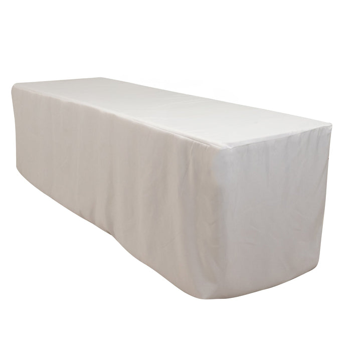 Premium Polyester 8ft Rectangle Tablecloth White Durable Fitted 220GSM Table Cover for Trade Shows & Events Tablecloths HIER_2181