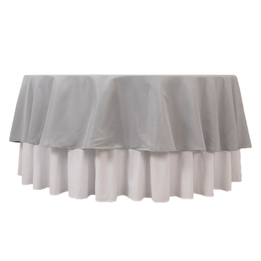 Premium Polyester 90" Round Tablecloth Silver - Stain and Wrinkle-Resistant Design with 220GSM Thickness Table Cover Tablecloths HIER_2181